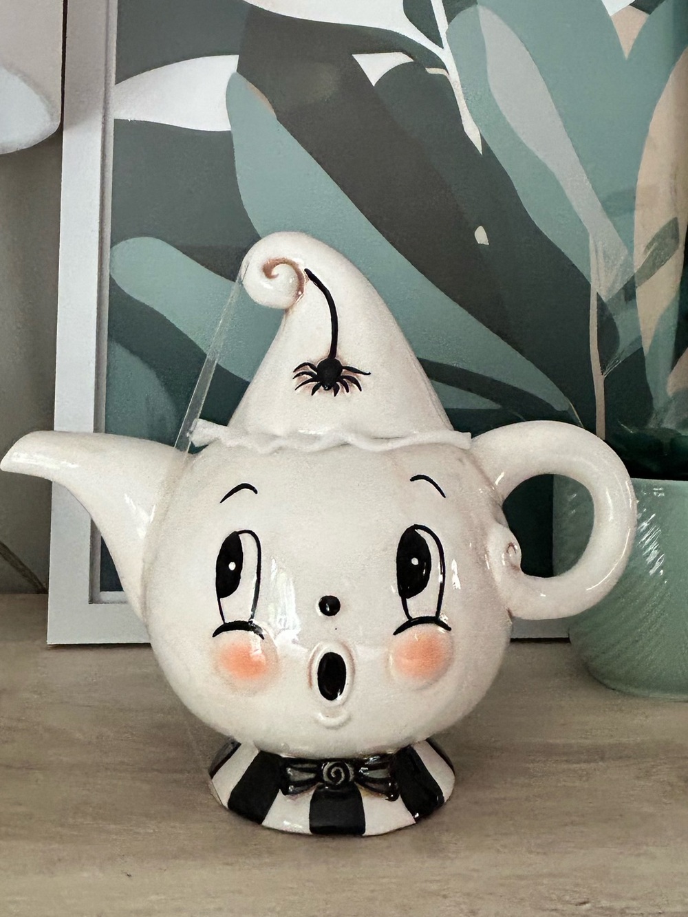 NWT Johanna Parker 2026 Gus Ghost Teapot Vintage Style with Spider and Stripes